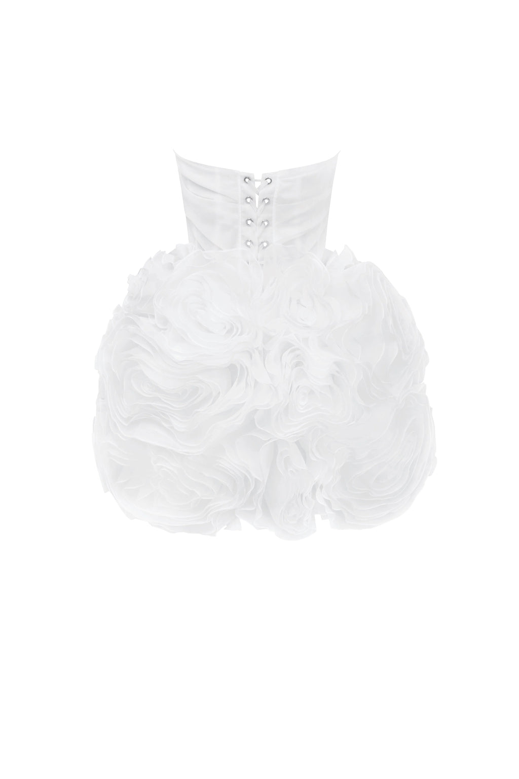 Georgia Appliquéd Organza White Mini Dress Avalabel