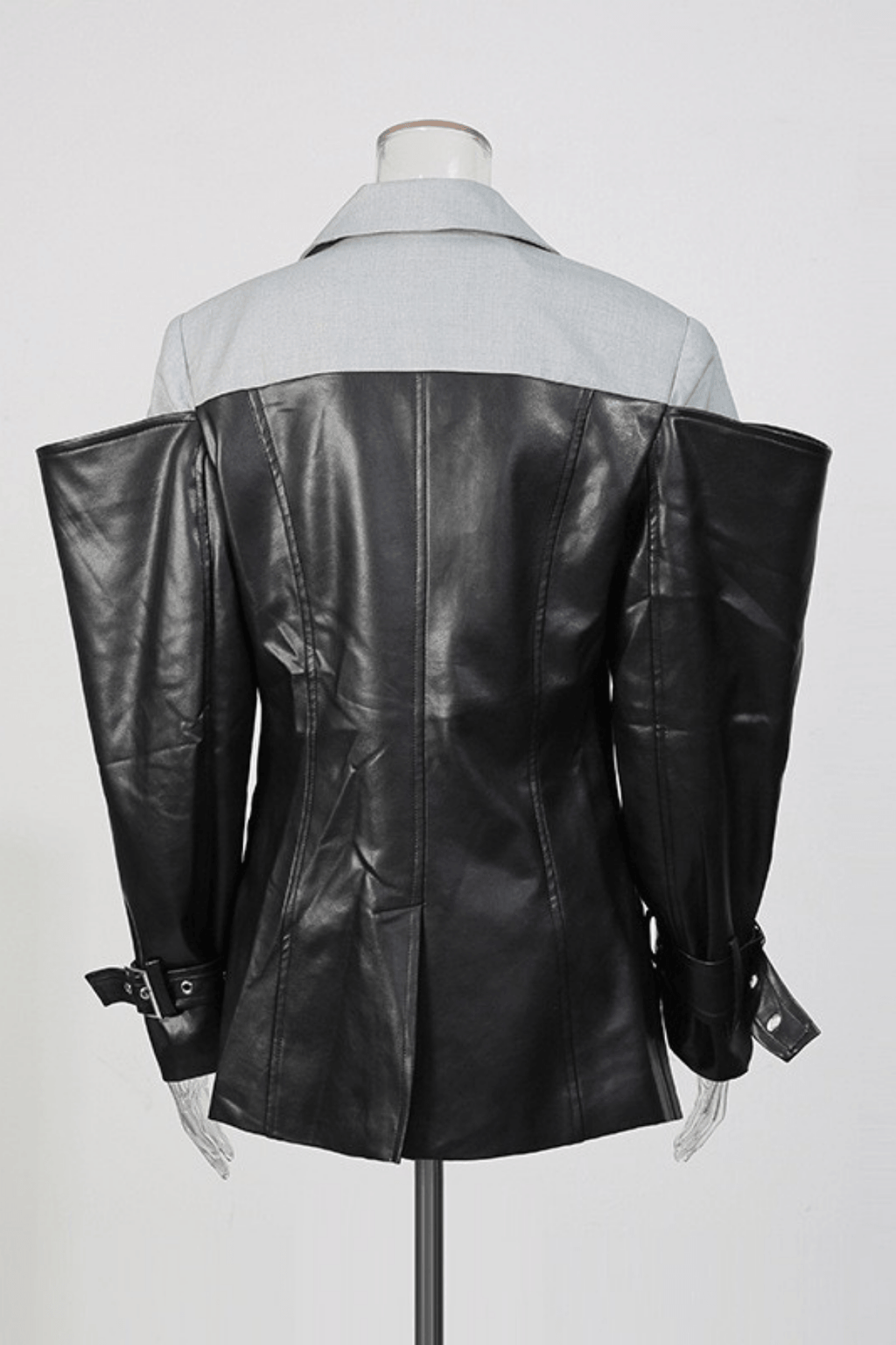 Jana Black Color Block Faux Leather Blazer