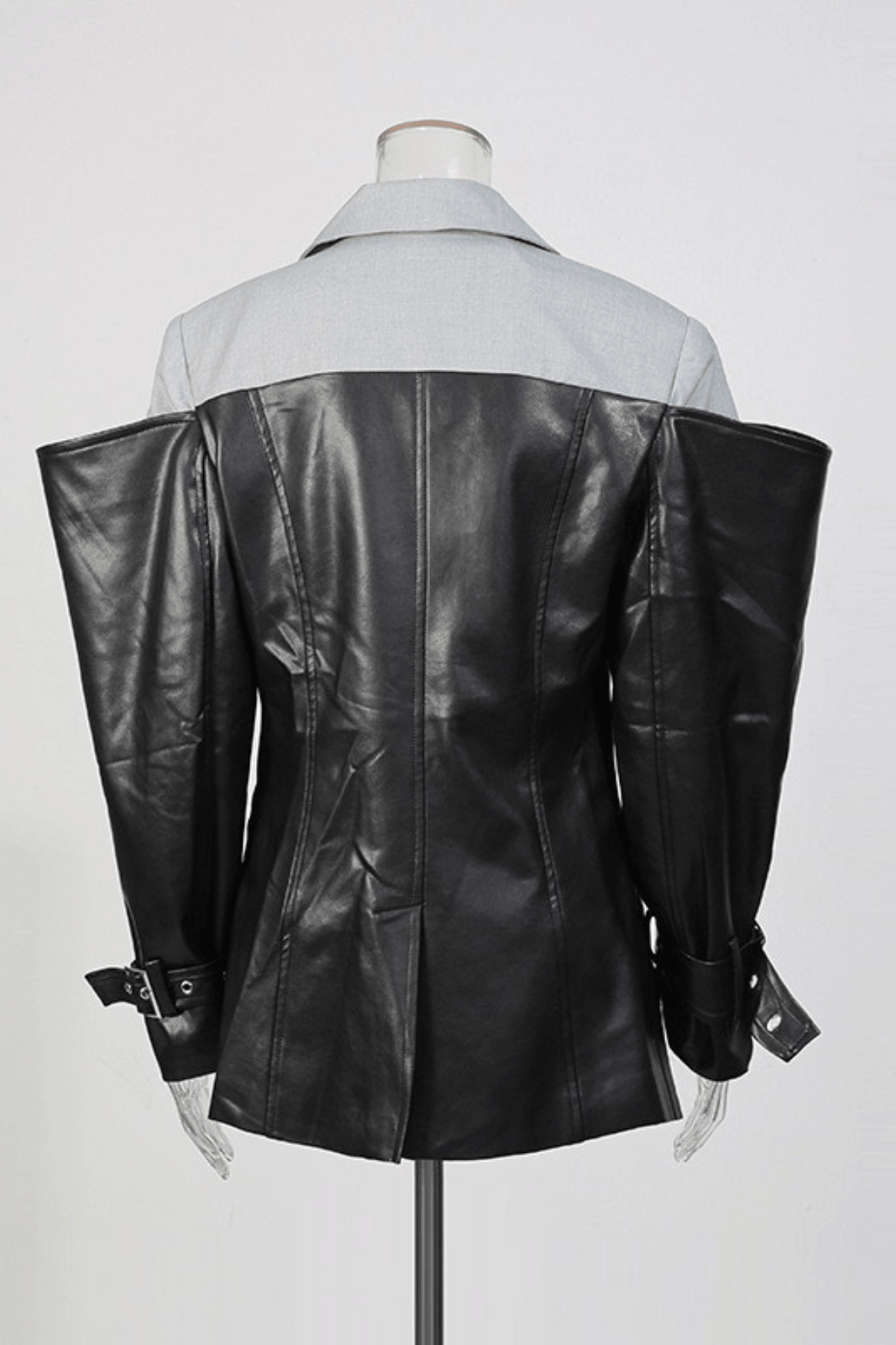 Jana Black Color Block Faux Leather Blazer