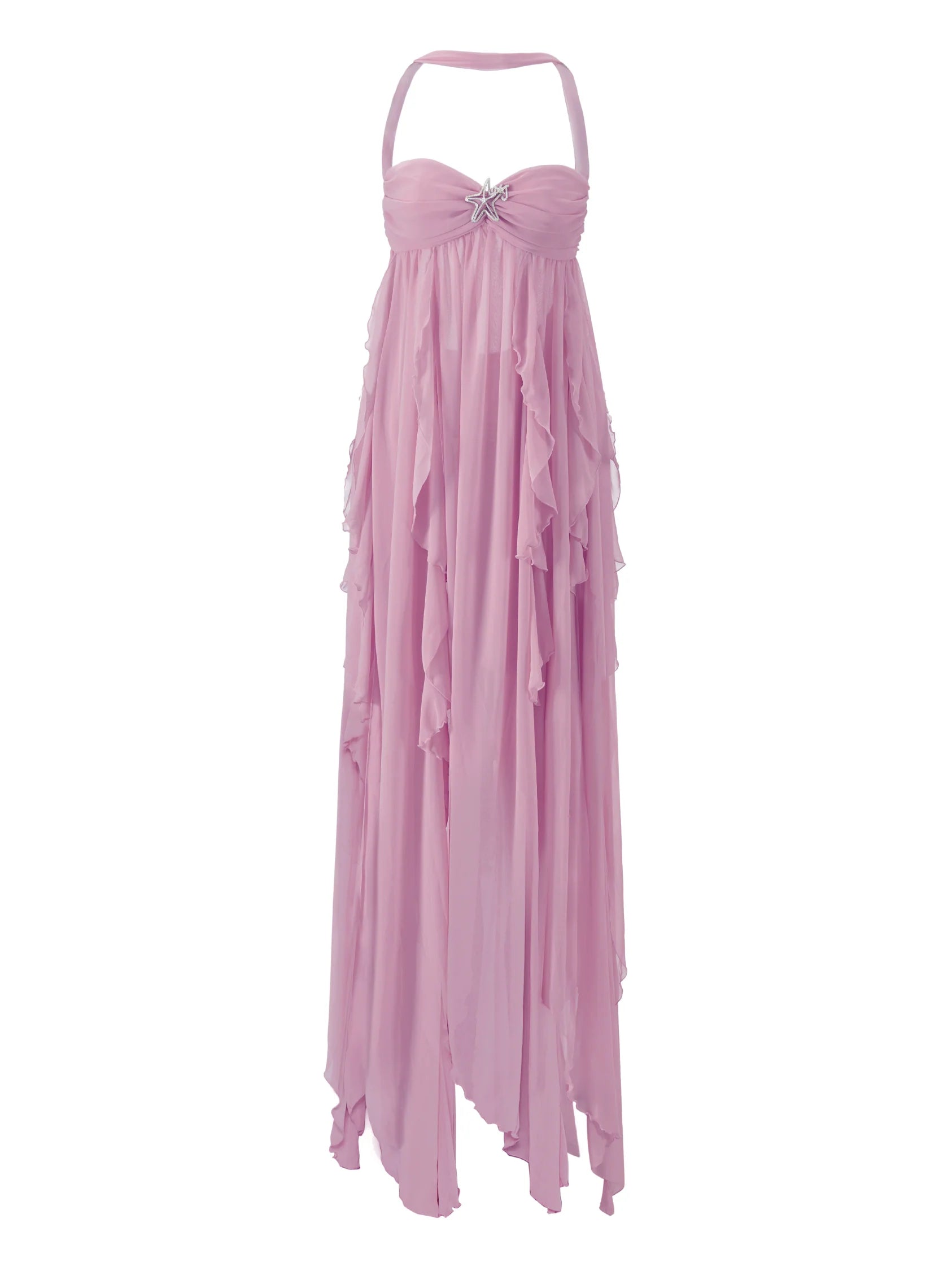 LACE IRREGULAR MAXI DRESS IN PURPLE Avalabel