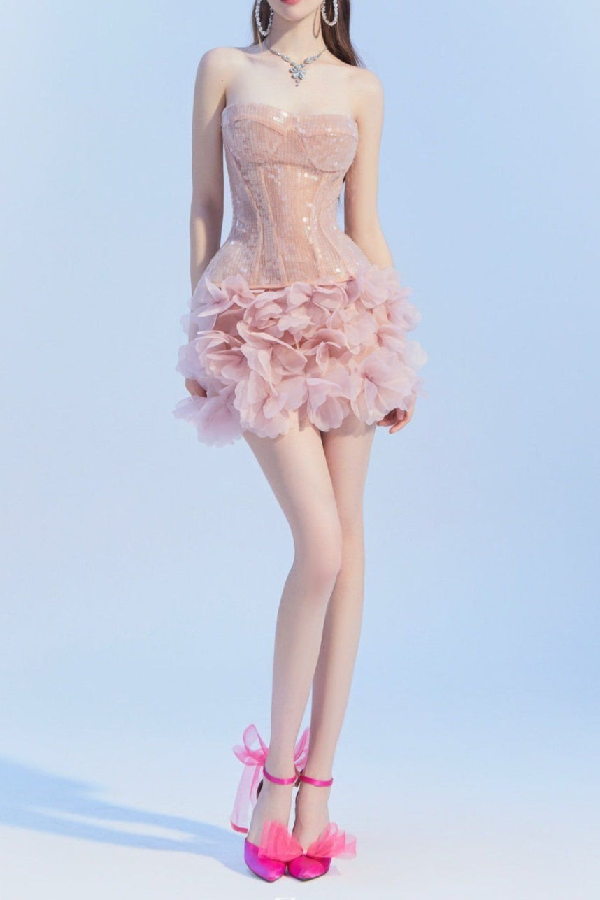 Strapless Corset Mini Dress In Pink Avalabel