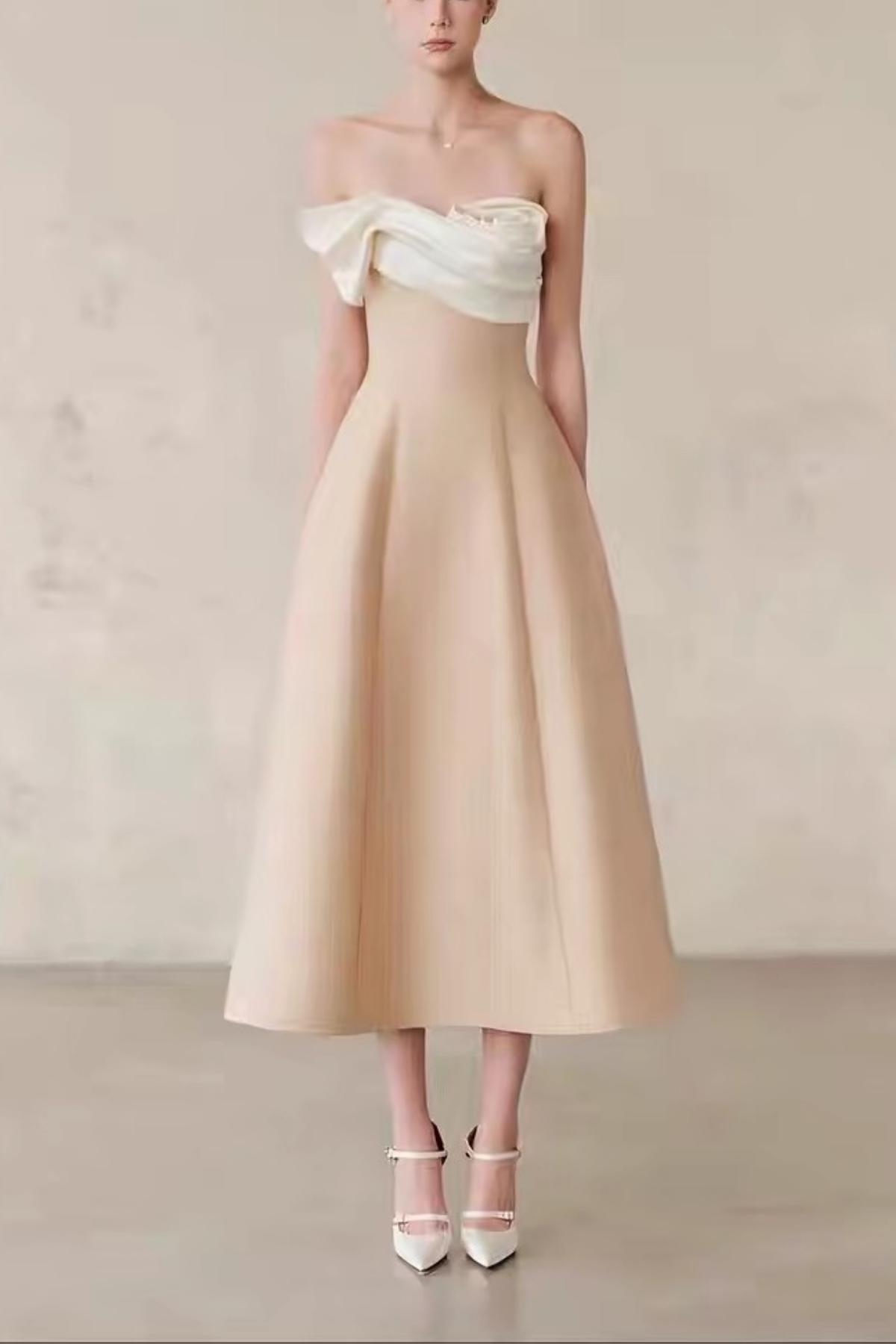 Lunna 3D Floral Color-Block Strapless Dress Avalabel