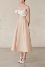 Lunna 3D Floral Color-Block Strapless Dress Avalabel