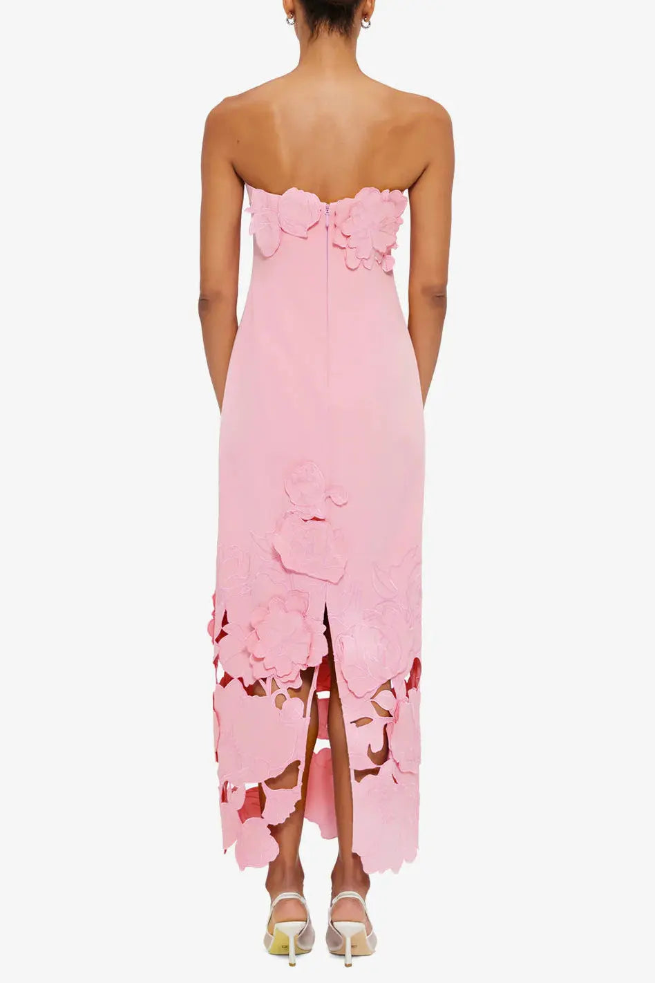 louise Appliqué Bustier Maxi Dress in pink Avalabel
