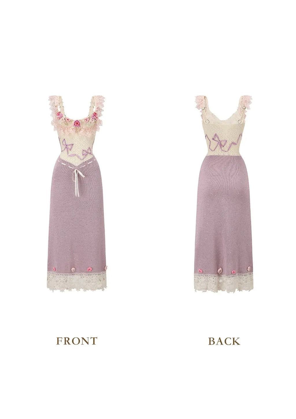 celeste Crochet flowers jersey midi dress in purple Avalabel