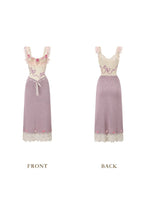 celeste Crochet flowers jersey midi dress in purple Avalabel