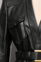Adela Black Peplum Belted Jacket Avalabel