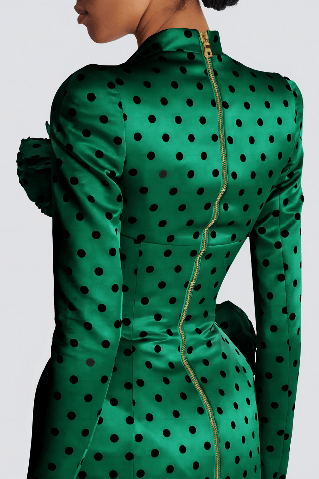 Kristin Green Polka Dot Satin Mini Dress Avalabel