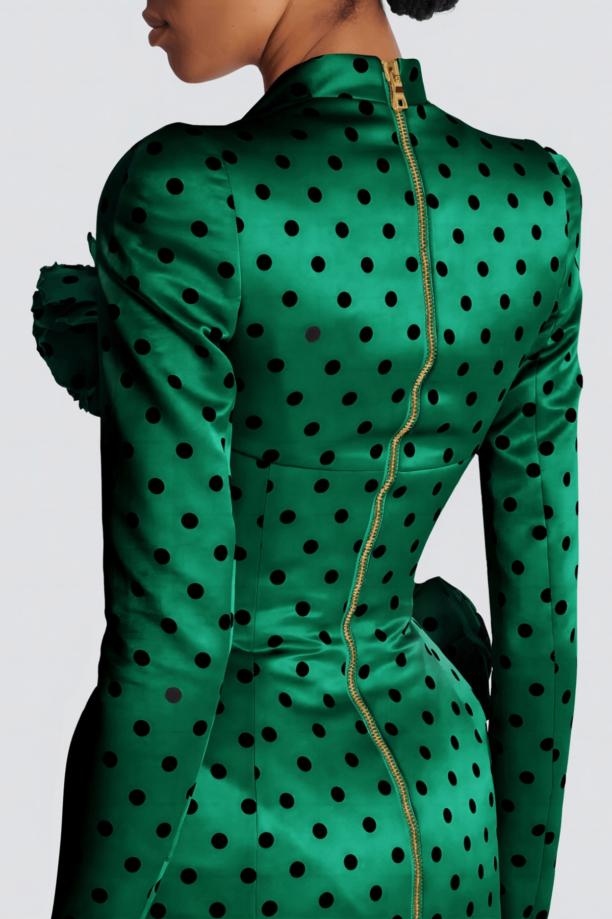 Kristin Green Polka Dot Satin Mini Dress Avalabel