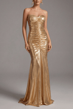 Ashlie Gold Strapless Metallic Mermaid Dress Avalabel