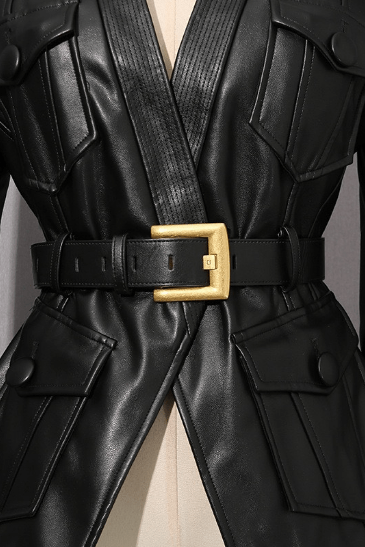 Adela Black Peplum Belted Jacket Avalabel