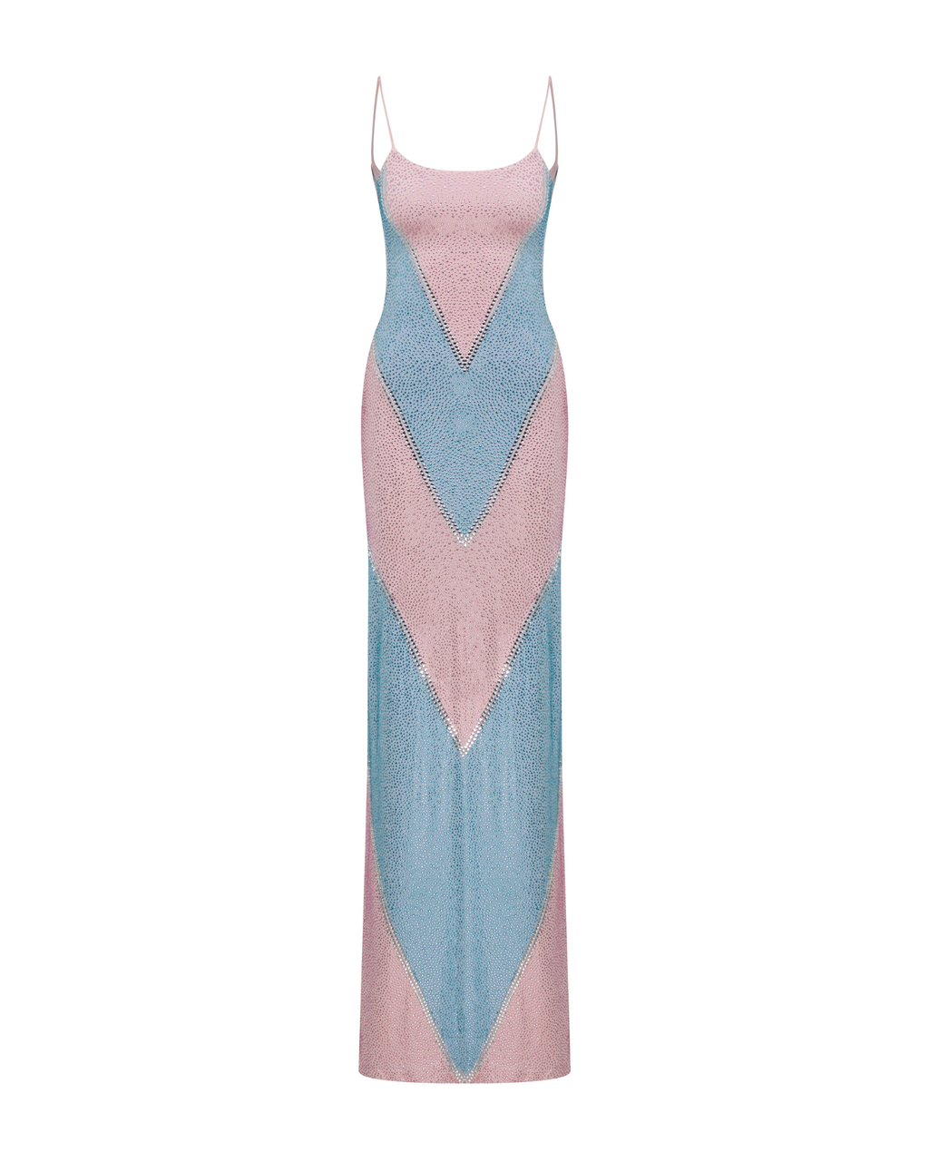 Simona Fully Rhinestoned Bodycon Maxi Dress - Blue & Pink Avalabel
