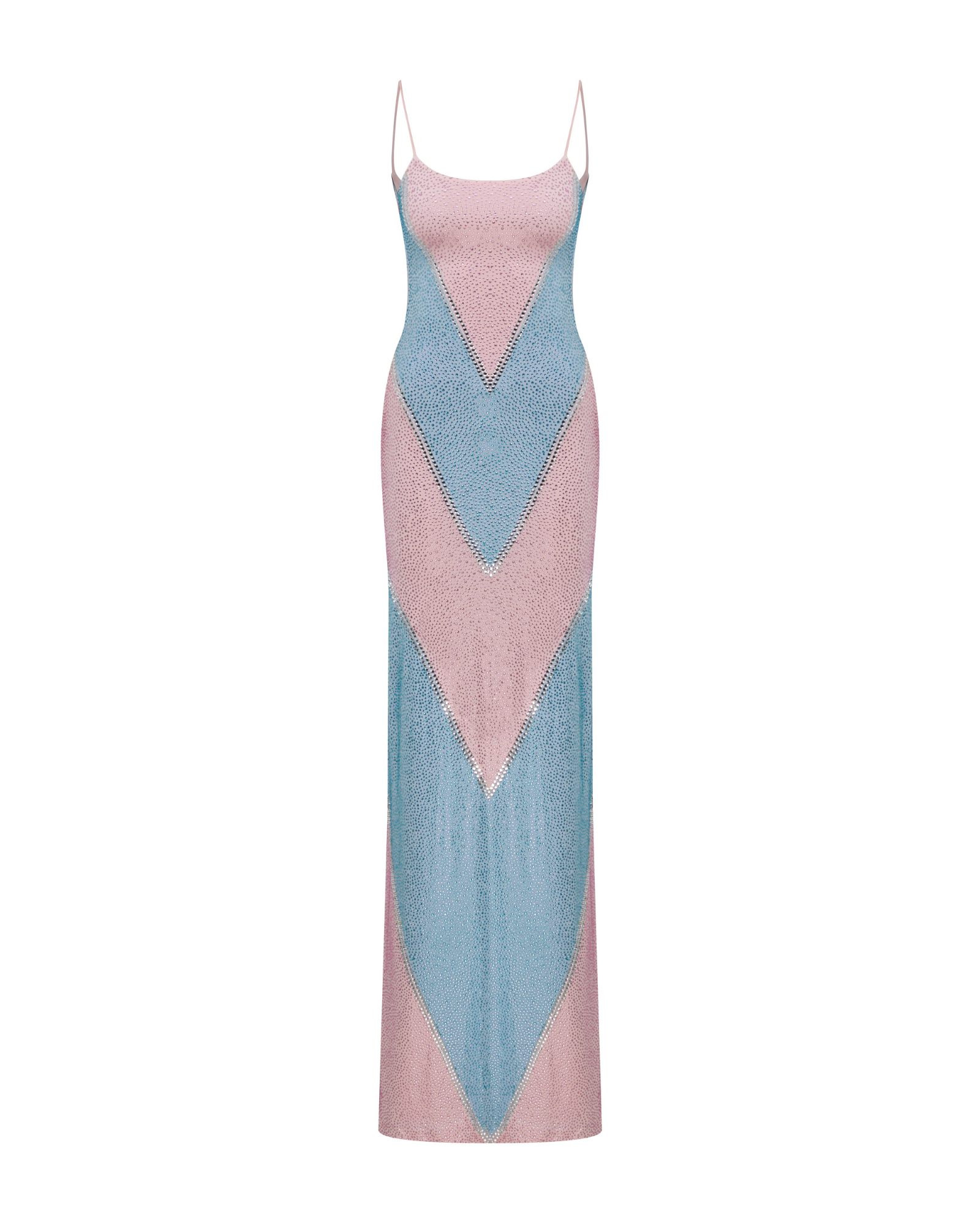 Simona Fully Rhinestoned Bodycon Maxi Dress - Blue & Pink Avalabel