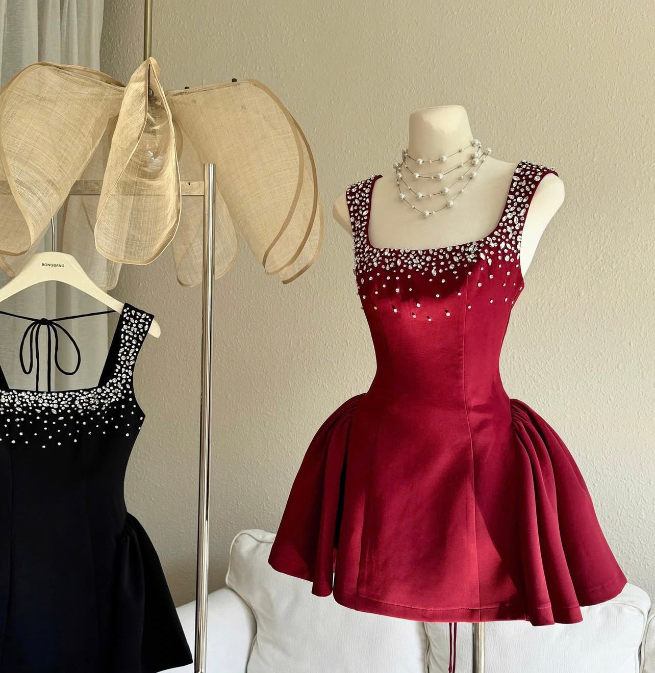 elise embellished mini dress Avalabel