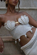 Ivory Shell Knitted Dress Set Avalabel