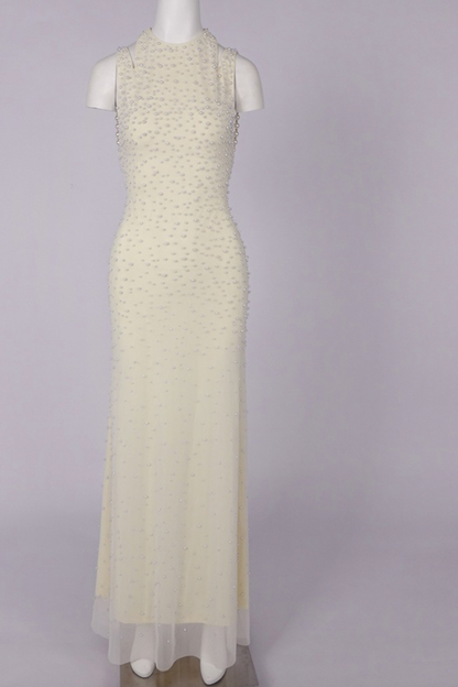 Saskia Pearl Embellished Off Shoulder Mermaid Dress