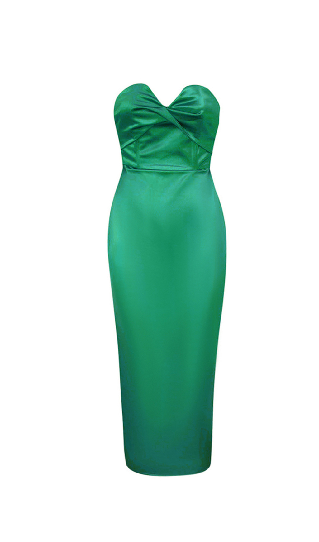 Backless Split Twist-Front Bodycon Midi Dress In Green Avalabel