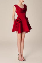 3D Flower Pleated Sleeveless Mini Dress Avalabel