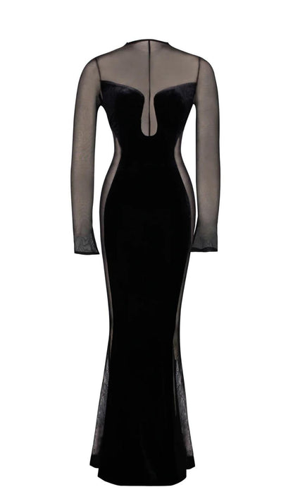 LONG SLEEVES LACE MAXI DRESS styleofcb XS BLACK 