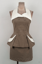 Halter Neck Contrast Collar Two Piece Set Mini Dress Avalabel