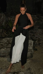 BANDAGE HIGH NECK PLEATED PEPLUM MAXI DRESS Avalabel