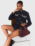 sigrid navy blue 4-pocket tweed jacket Avalabel