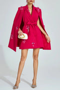 katherine Rose Red Cape-Sleeve Blazer mini Dress Avalabel