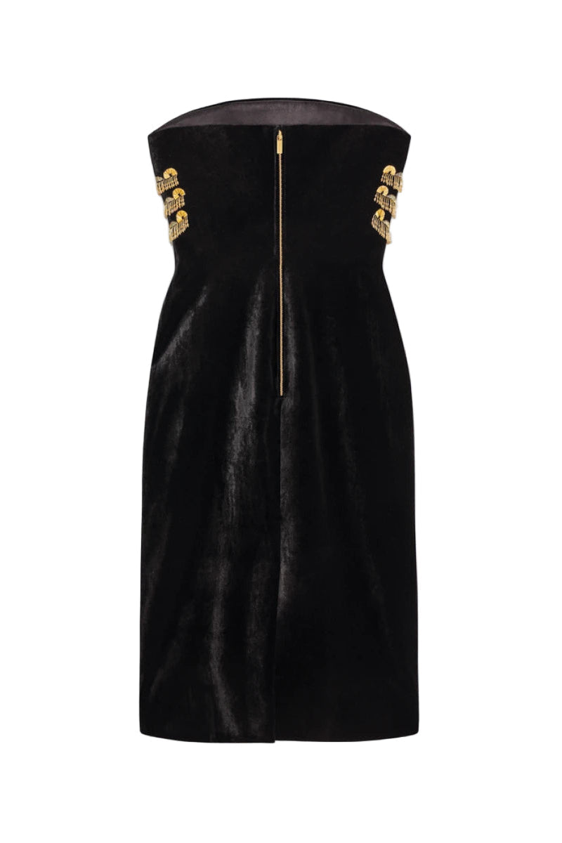 yuri Skeleton tassel embellished Bustier mini Dress in black Avalabel