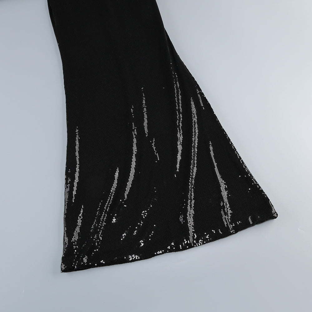 Vivien off-Shoulder Sequin Prom Maxi Dress in Black Avalabel