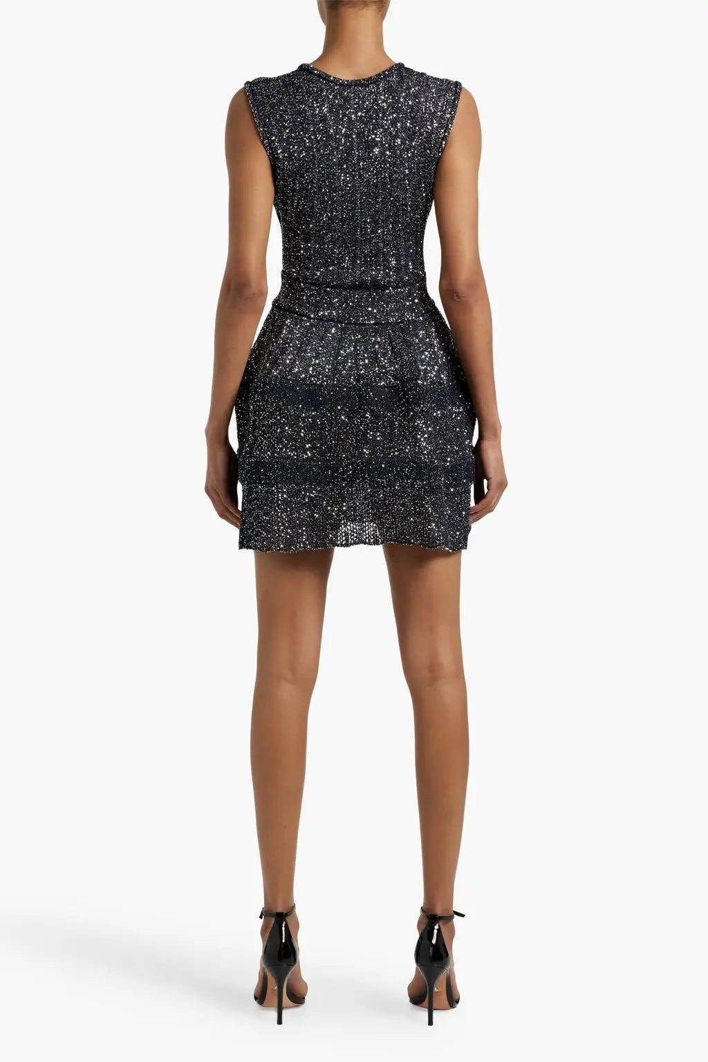 rebecca sequin stretch-knit mini dress in black Avalabel