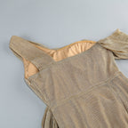 One-Shoulder Draped Bodycon Maxi Dress in Khaki Avalabel