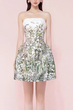Lily Strapless Floral Print A-Line Mini Dress Avalabel