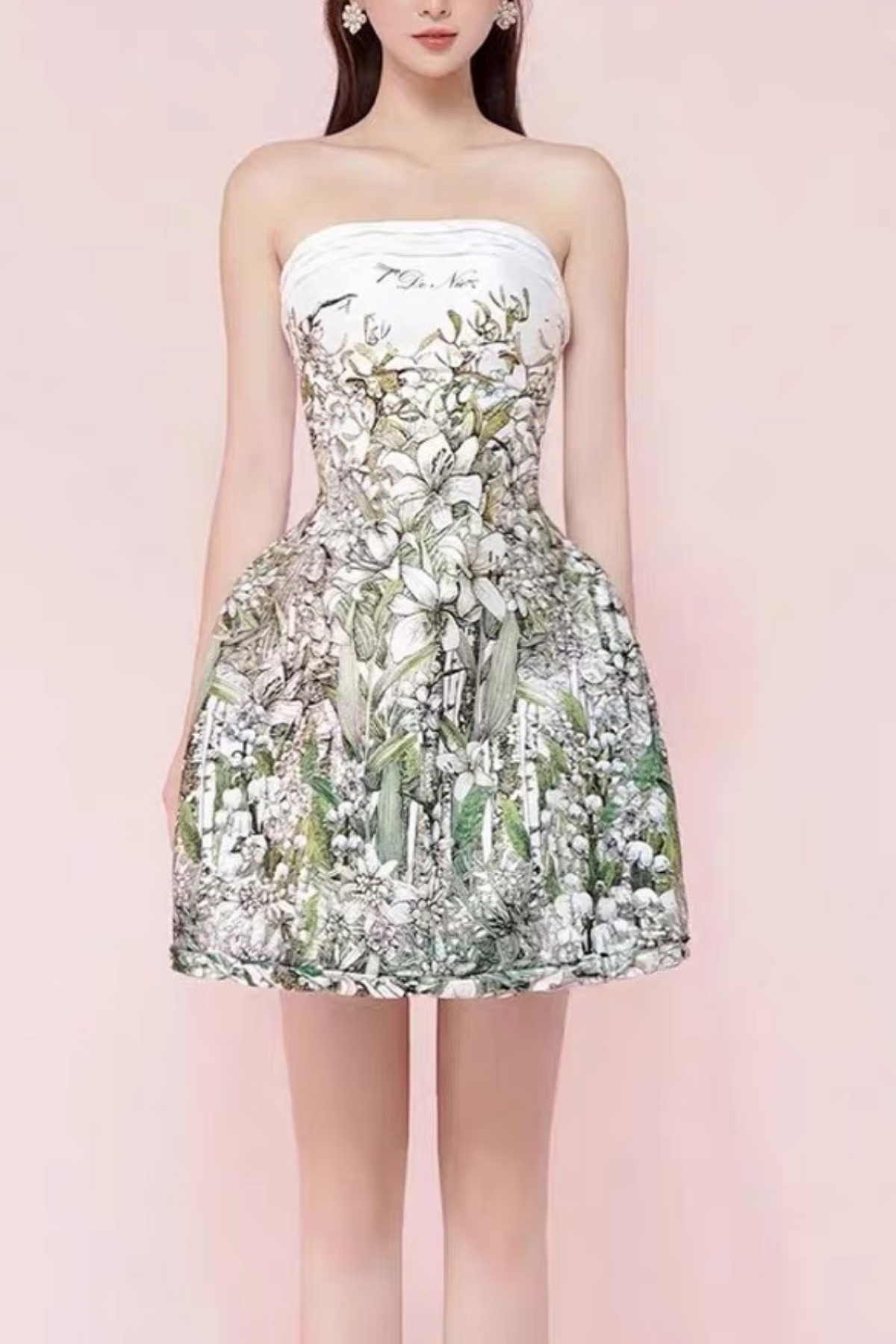 Lily Strapless Floral Print A-Line Mini Dress Avalabel