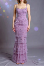 EMBELLISHED MAXI DRESS IN PURPLE Avalabel