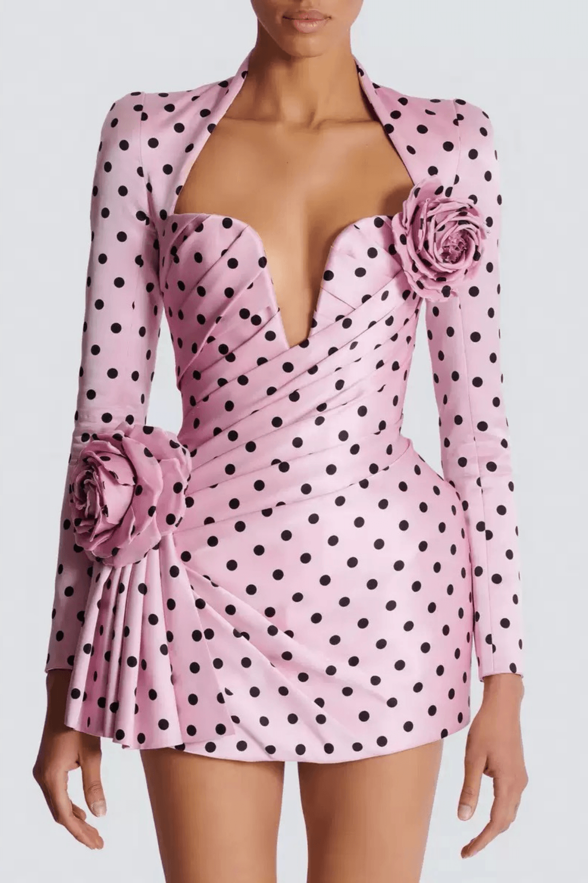 Kristin Pink Polka Dot Satin Mini Dress Avalabel