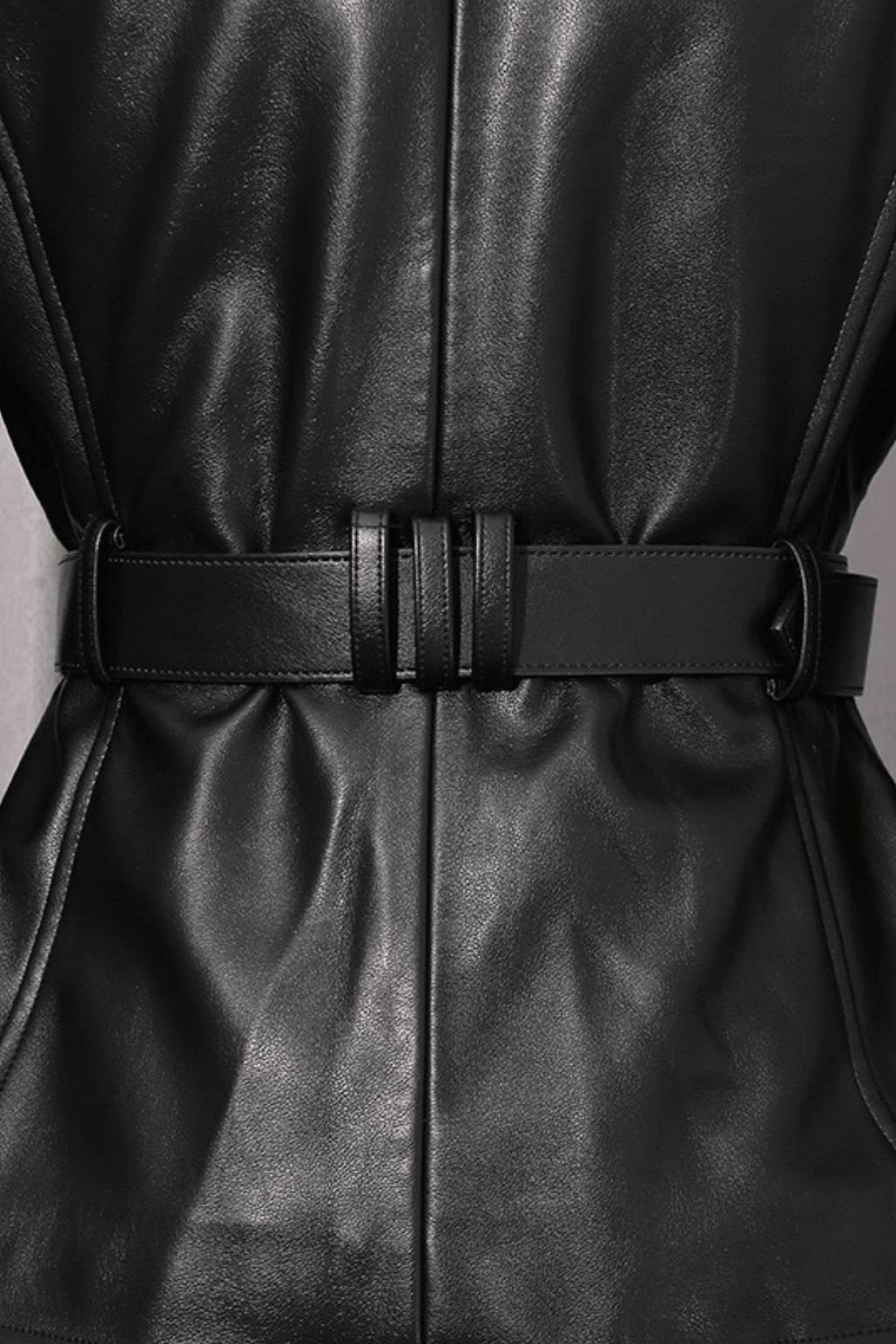 Adela Black Peplum Belted Jacket Avalabel