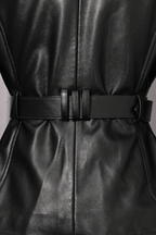 Adela Black Peplum Belted Jacket Avalabel