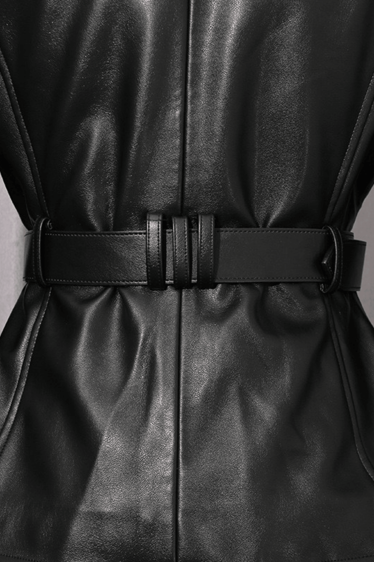 Adela Black Peplum Belted Jacket Avalabel