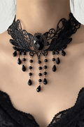 Gothic Black Lace Wing Choker Avalabel