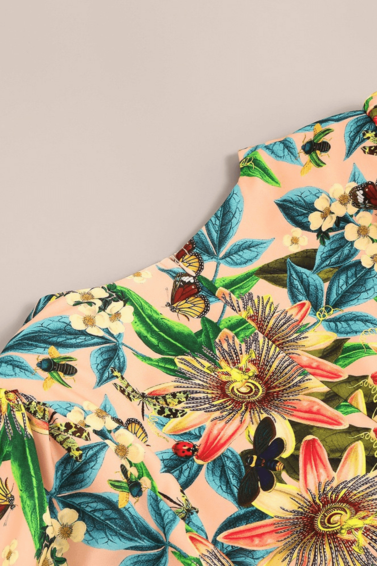 Hedda Tropical Print Cutout Waist Ruffle Mini Dress Avalabel
