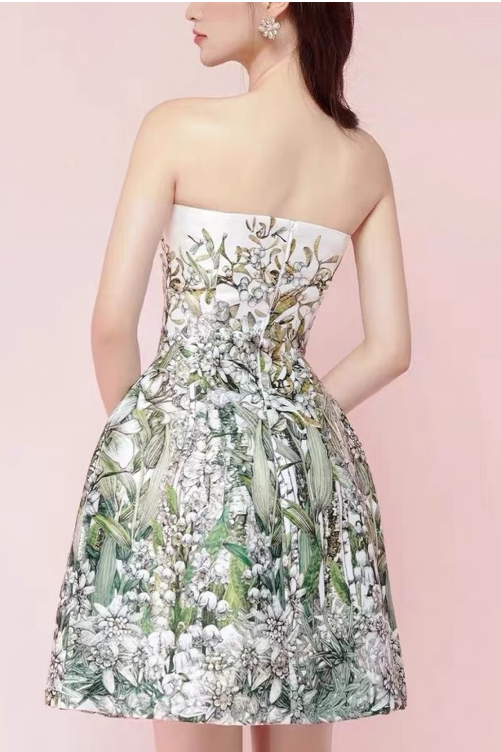 Lily Strapless Floral Print A-Line Mini Dress Avalabel