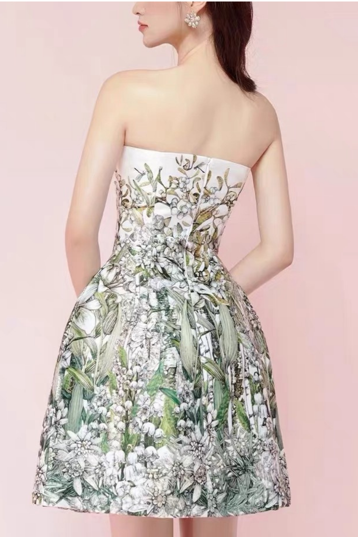 Lily Strapless Floral Print A-Line Mini Dress Avalabel