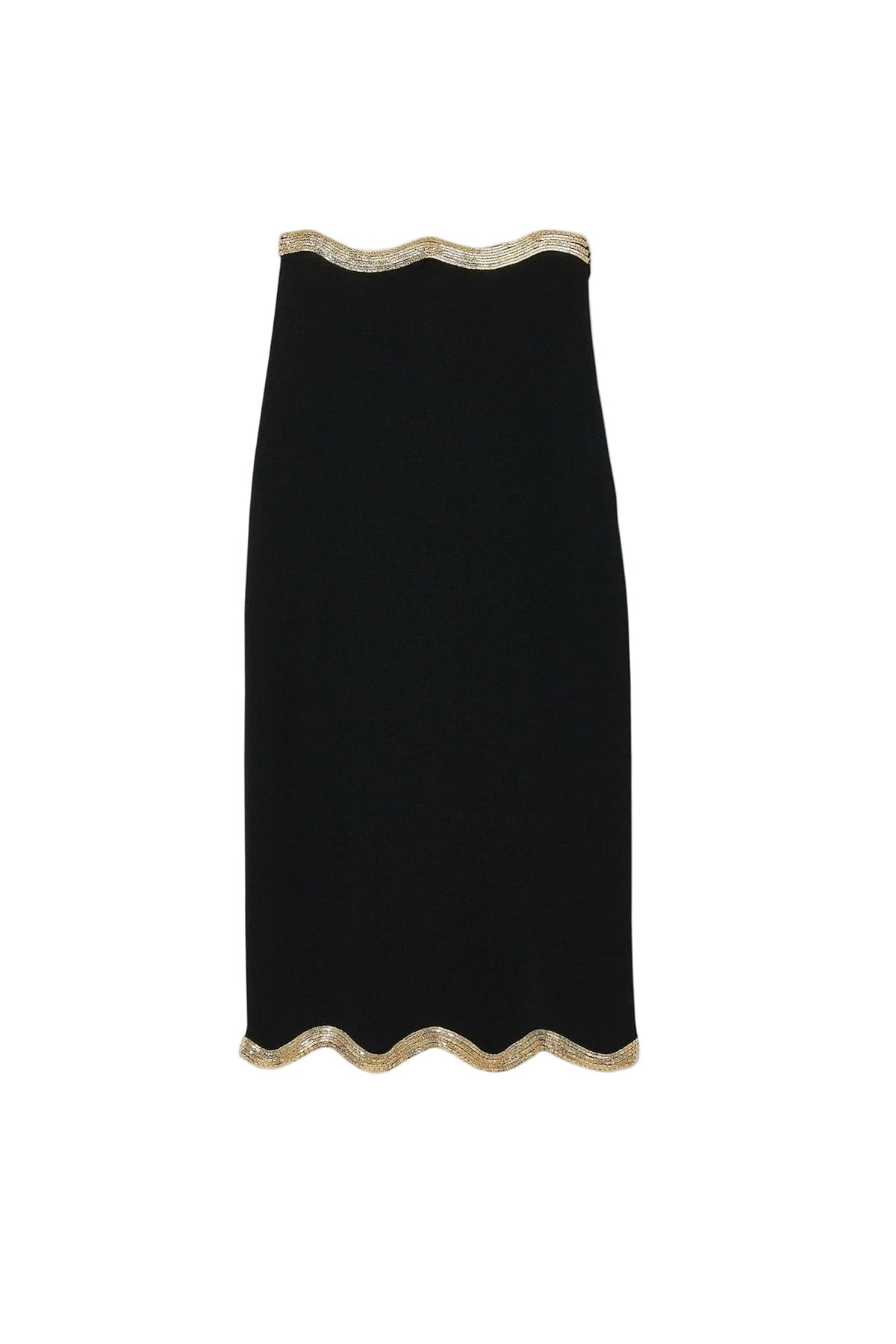 Black Long Knitted Skirt with Chain Detail Avalabel