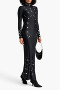 clara Embellished stretch-jersey maxi dress in black Avalabel