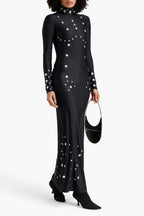 clara Embellished stretch-jersey maxi dress in black Avalabel