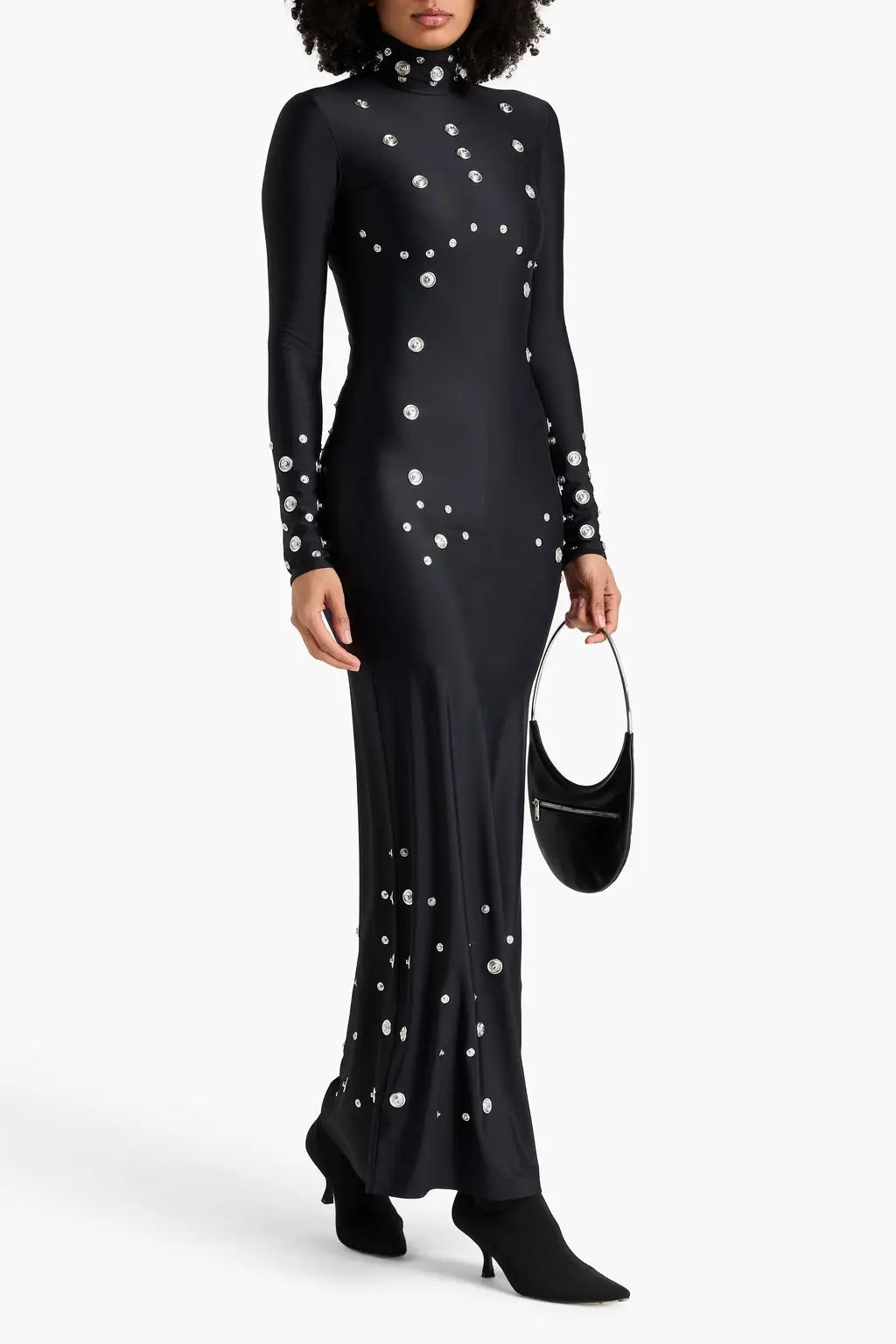 clara Embellished stretch-jersey maxi dress in black Avalabel