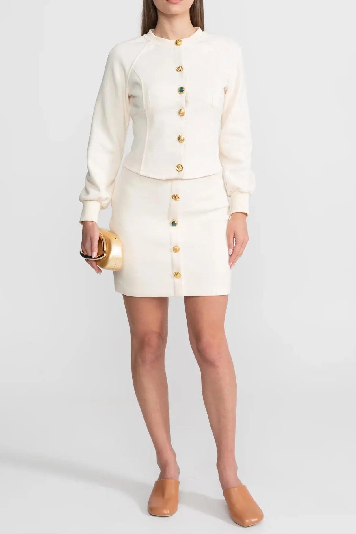 tabitha Embellished Button Co-ord Set – Ivoire Avalabel