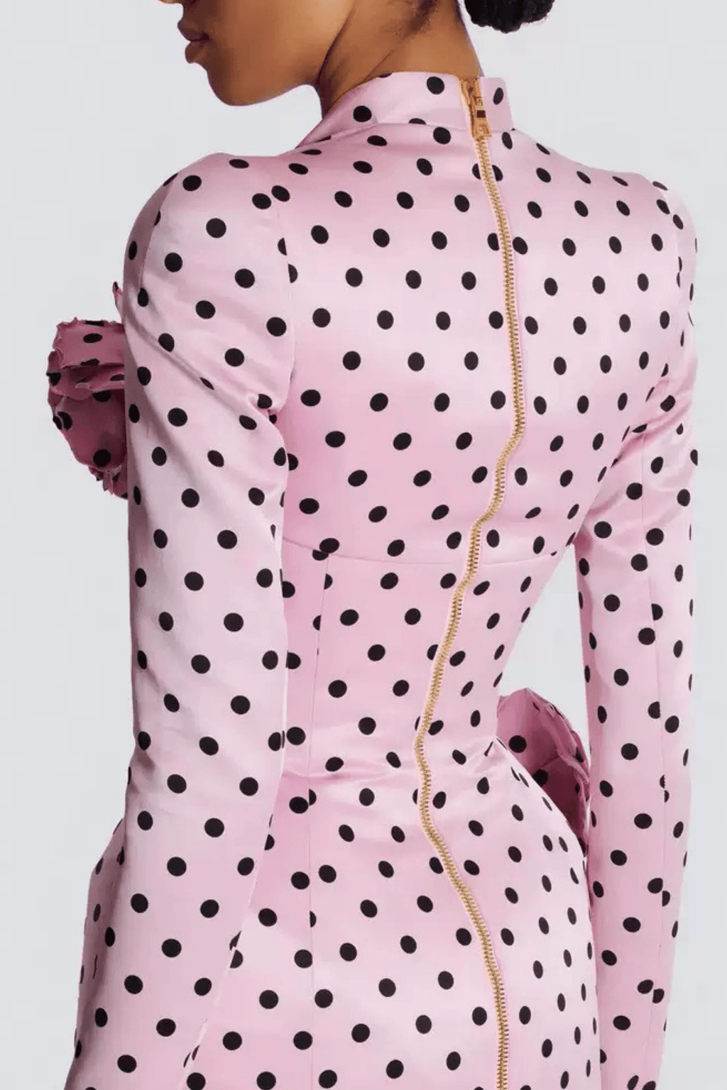 Kristin Pink Polka Dot Satin Mini Dress Avalabel