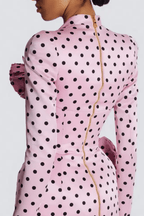 Kristin Pink Polka Dot Satin Mini Dress Avalabel