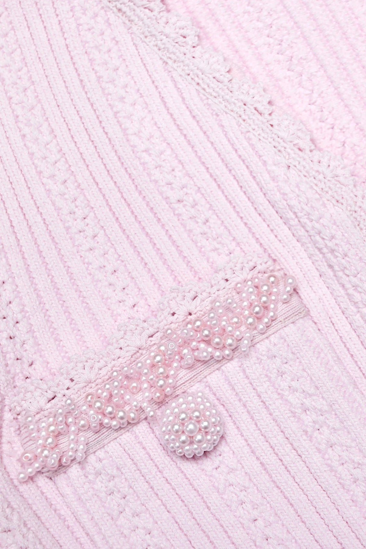 xylia Pink Pearl Trim v-neck Knit Mini Dress Avalabel